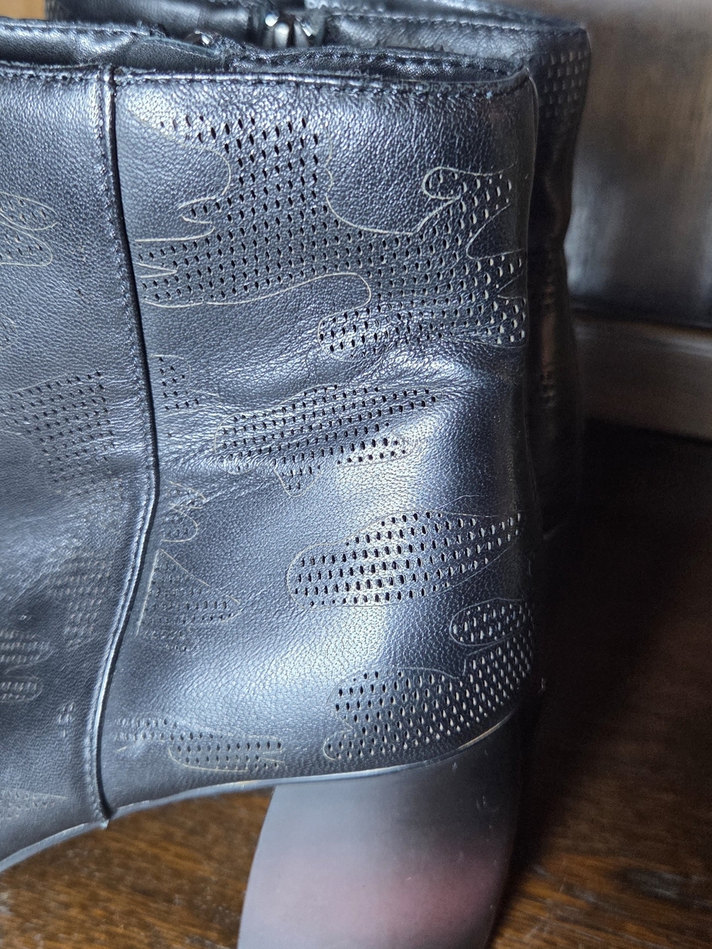Sanctuary Navy Peep-Toe Wedge Mules - Picture 5 of 16